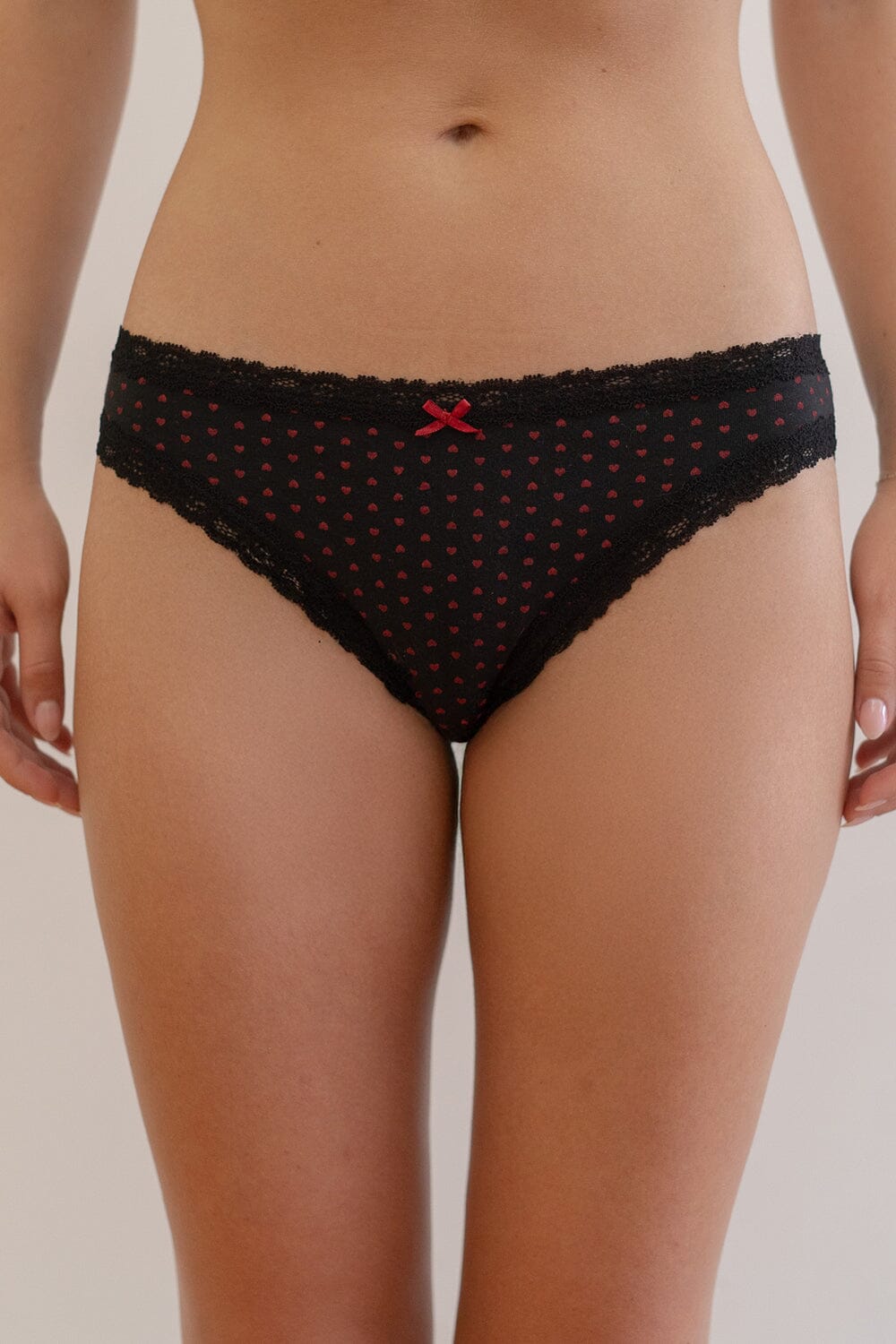 Heart Lace Underwear | Black with Red Heart / XS/S
