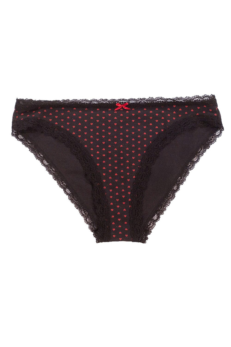 Heart Lace Underwear | Black with Red Heart / XS/S