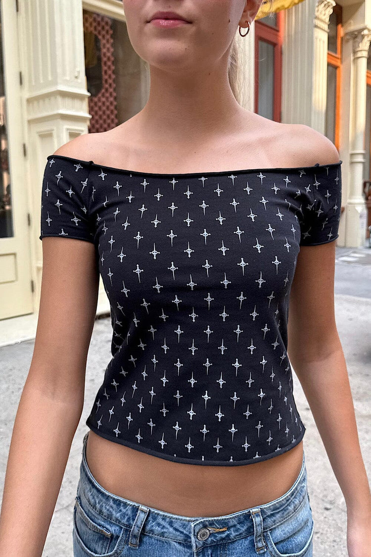 Bonnie Dagger Top | Black with White Dagger / XS/S