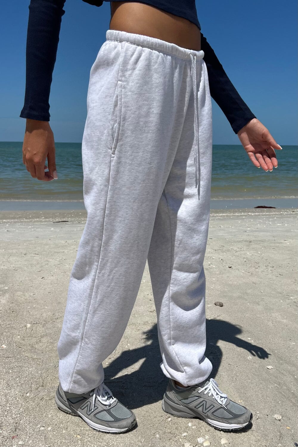 Rosa Tie Sweatpants | Heather White / S