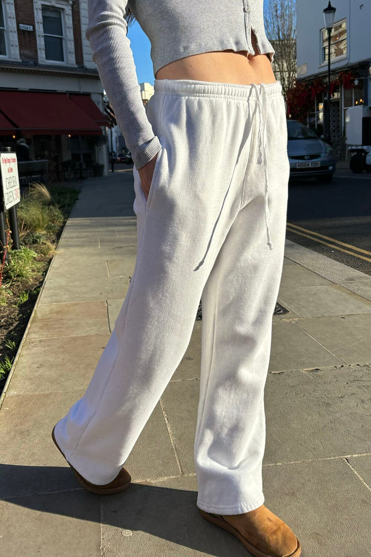 Anastasia Tie Sweatpants | Heather White / XS/S