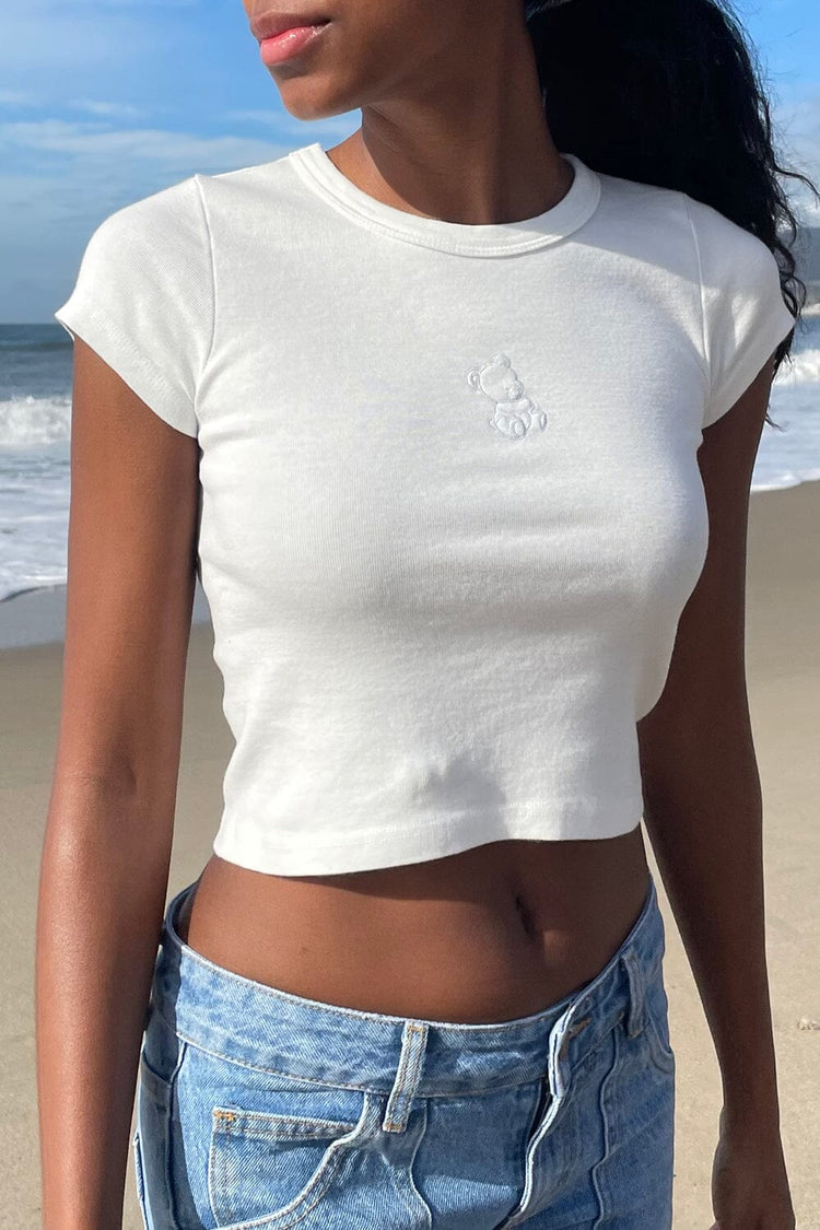 Ashlyn Teddy Bear Top | Natural White / Cropped Fit