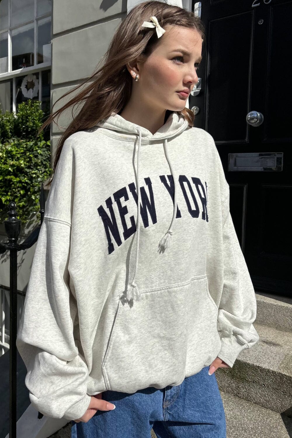BRANDY MELVILLE OVERSIZE soft gray fleece Christy new york hoodie
