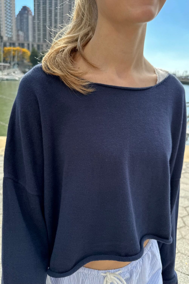 Cameron Cropped Sweater | Classic Navy / Cropped Fit