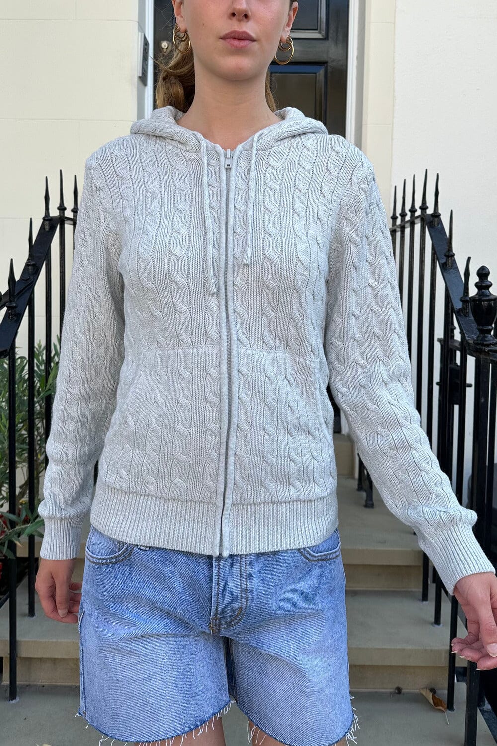 Ayla Cable Knit Zip-Up Sweater – Brandy Melville