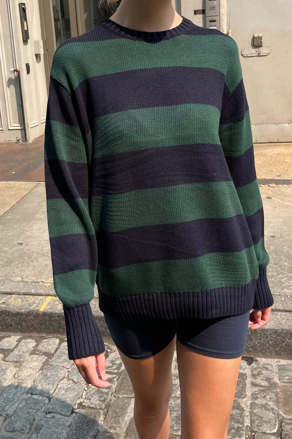 Oversized striped sweater - Black Light Brown