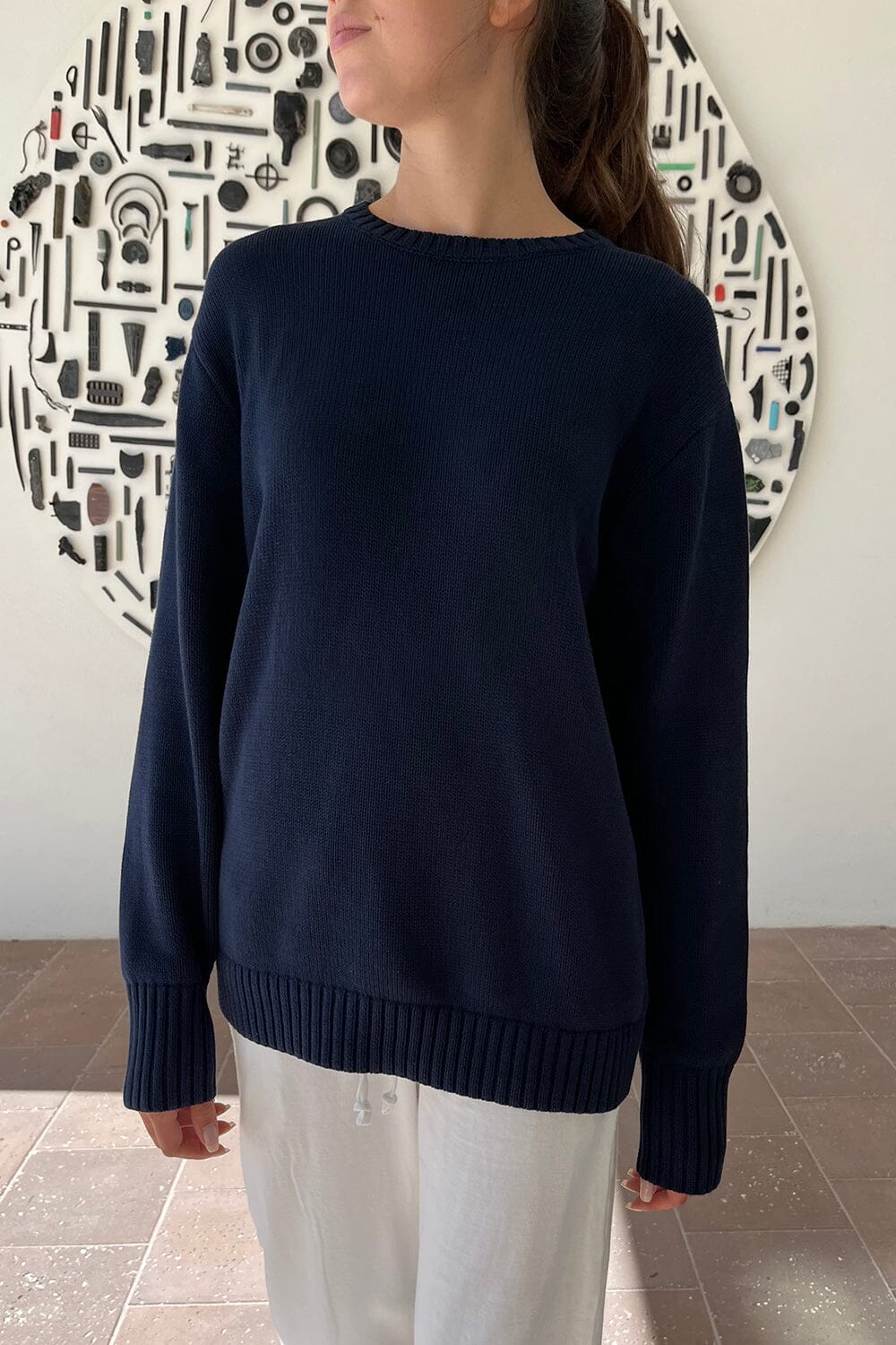 Navy Blue Brandy Malibu Sweatshirt Brianna Cotton Sweater