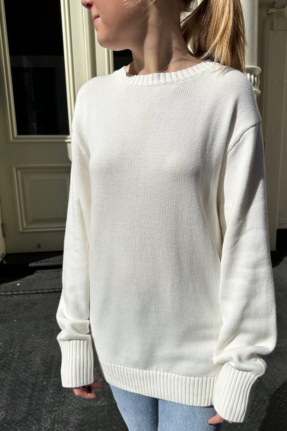 Brandy Melville Open Front Cardigan Sweater Cream Beige Knit One