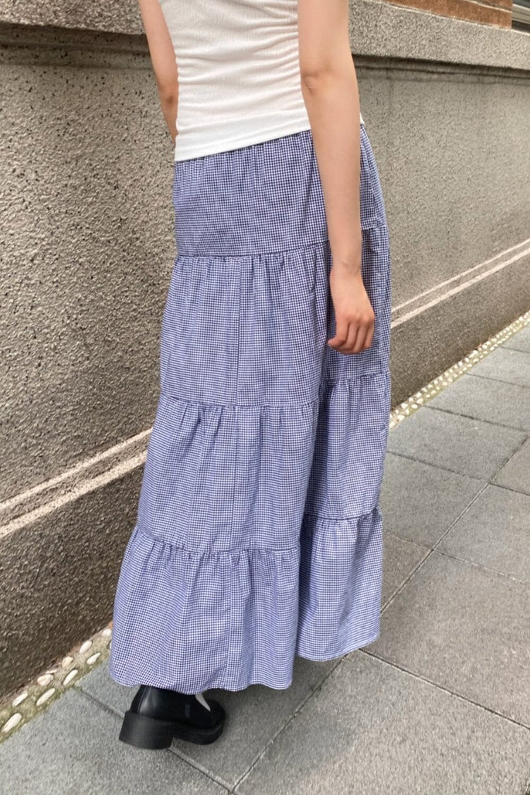 Olive Plaid Skirt | Blue And White Plaid / XS/S