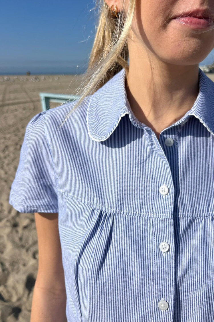 Teagan Stripes Top | Light Blue Vertical Stripes / XS/S