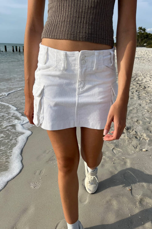 Beverly Cargo Corduroy Mini Skirt | Natural White / S