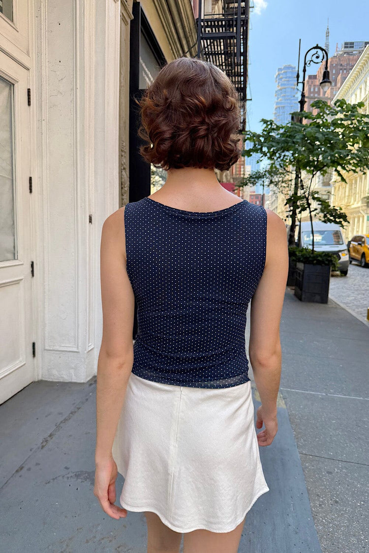 Kathleen Polka Dots Top | Navy Blue with White Polka Dots / XS/S