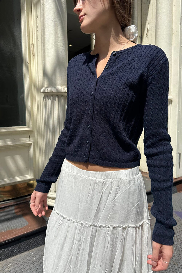 Zoe Cable Knit Cardigan | Classic Navy / XS/S