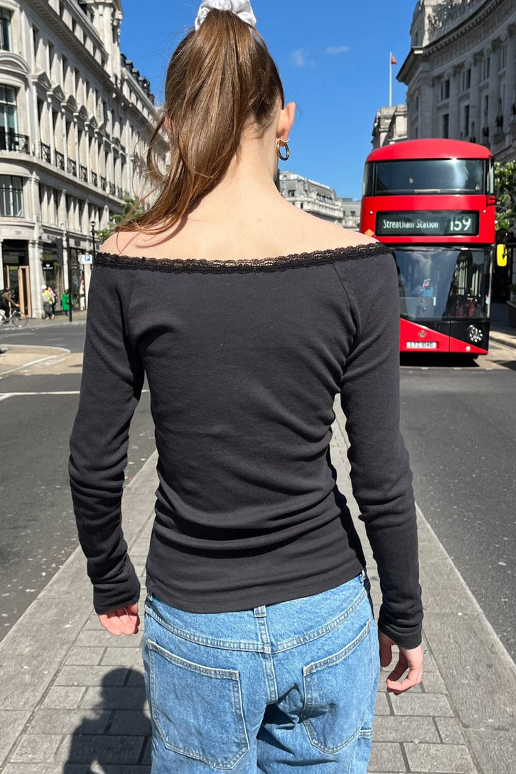 Larissa Long Sleeve Top | Faded Black / XS/S