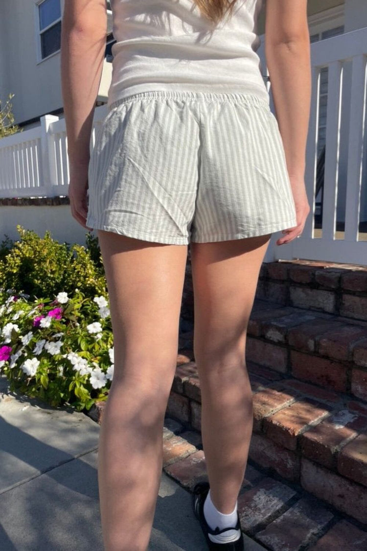 Mary Striped Sweatshorts | White with Beige Stripes / XS/S