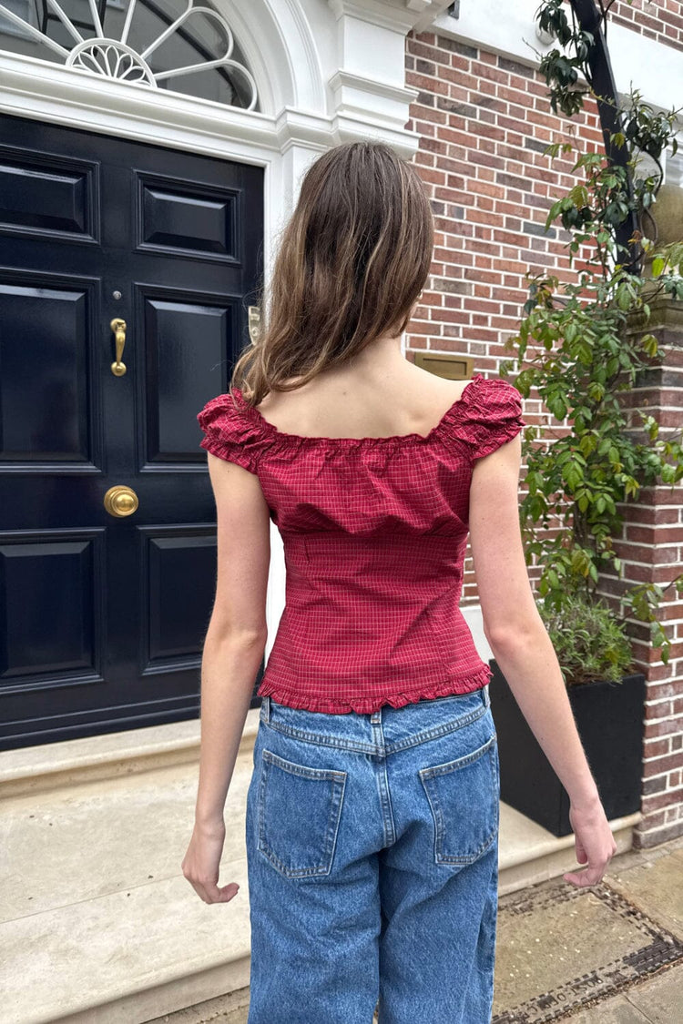 Elena Plaid Top | Red and White / XS/S