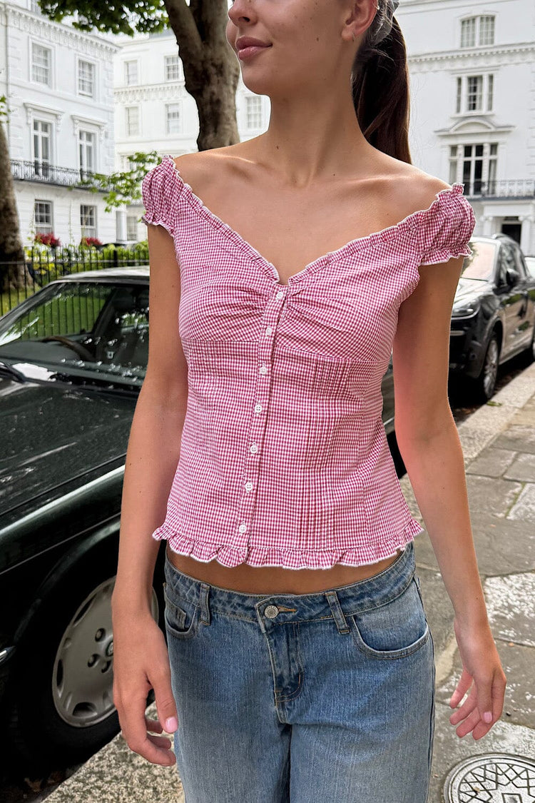 Elena Gingham Top | Red Gingham / XS/S