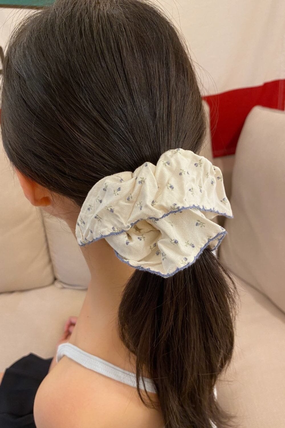 Light Blue Striped Cotton Scrunchie - Brandy Melville Women Accessories Accessories - Hair Accessories – Brandy Melville main image 3