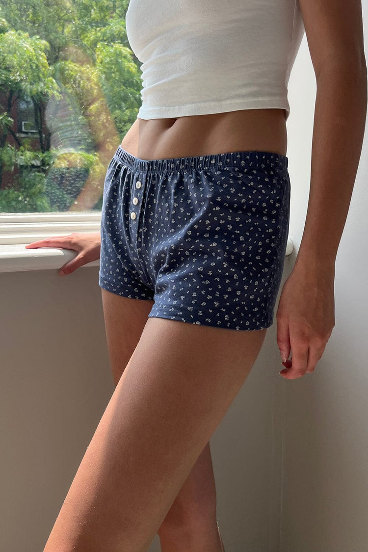 Keira Floral Sweatshorts | Faded Navy With White Floral / XS/S