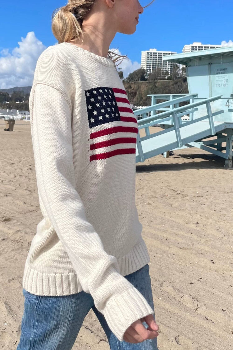 Nico American Flag Sweater | Ivory / S/M