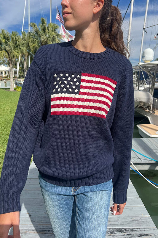 Nico American Flag Sweater | Navy Blue / Relaxed Fit