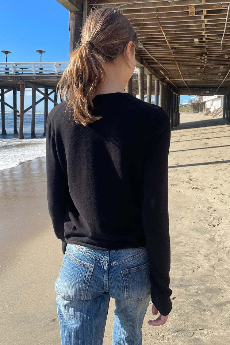 Andi V-Neck Cotton Sweater | Black / S