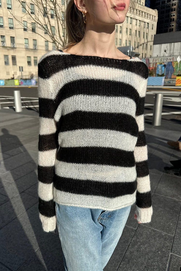 Colette Striped Sweater | Black White / S