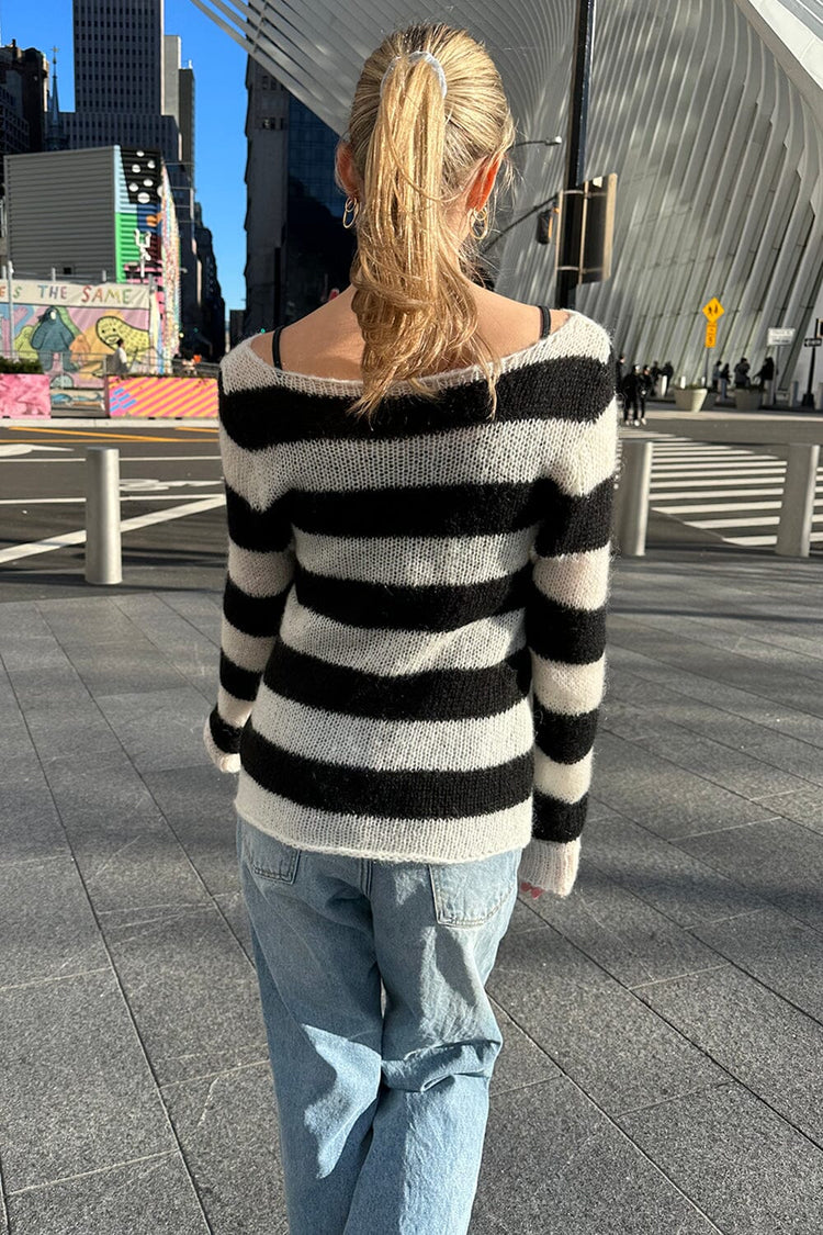 Colette Striped Sweater | Black White / S