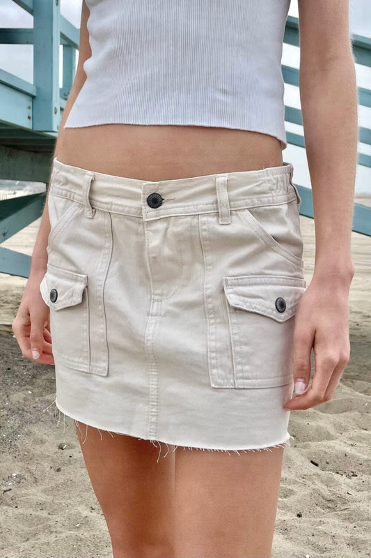 Corinne Cargo Mini Skirt | Ivory / XS/S