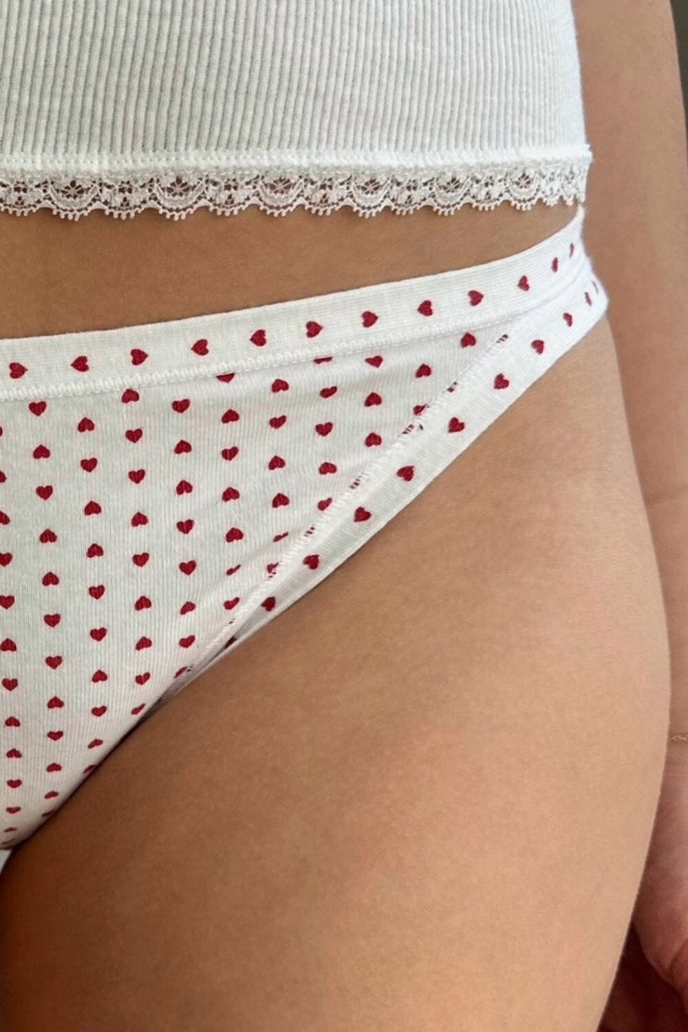 White With Red Hearts / XS/S