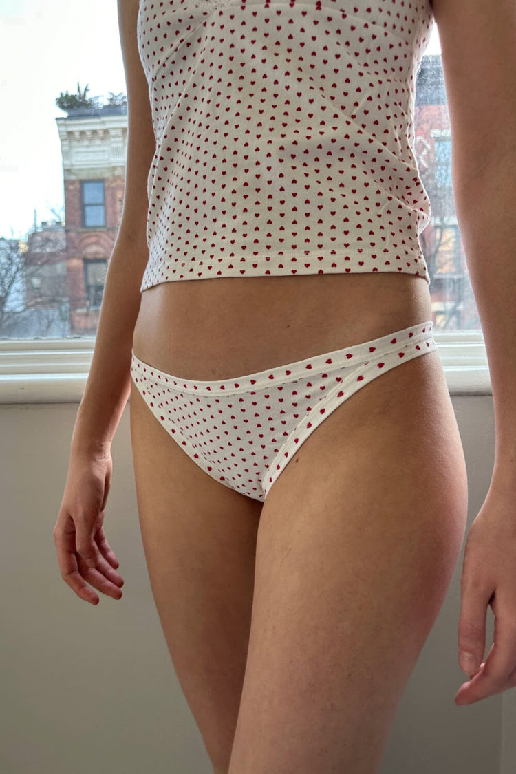 Basic Heart Underwear | White With Red Hearts / XS/S