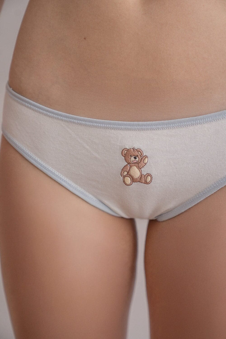 Teddy Bear Scallop Underwear | White / S