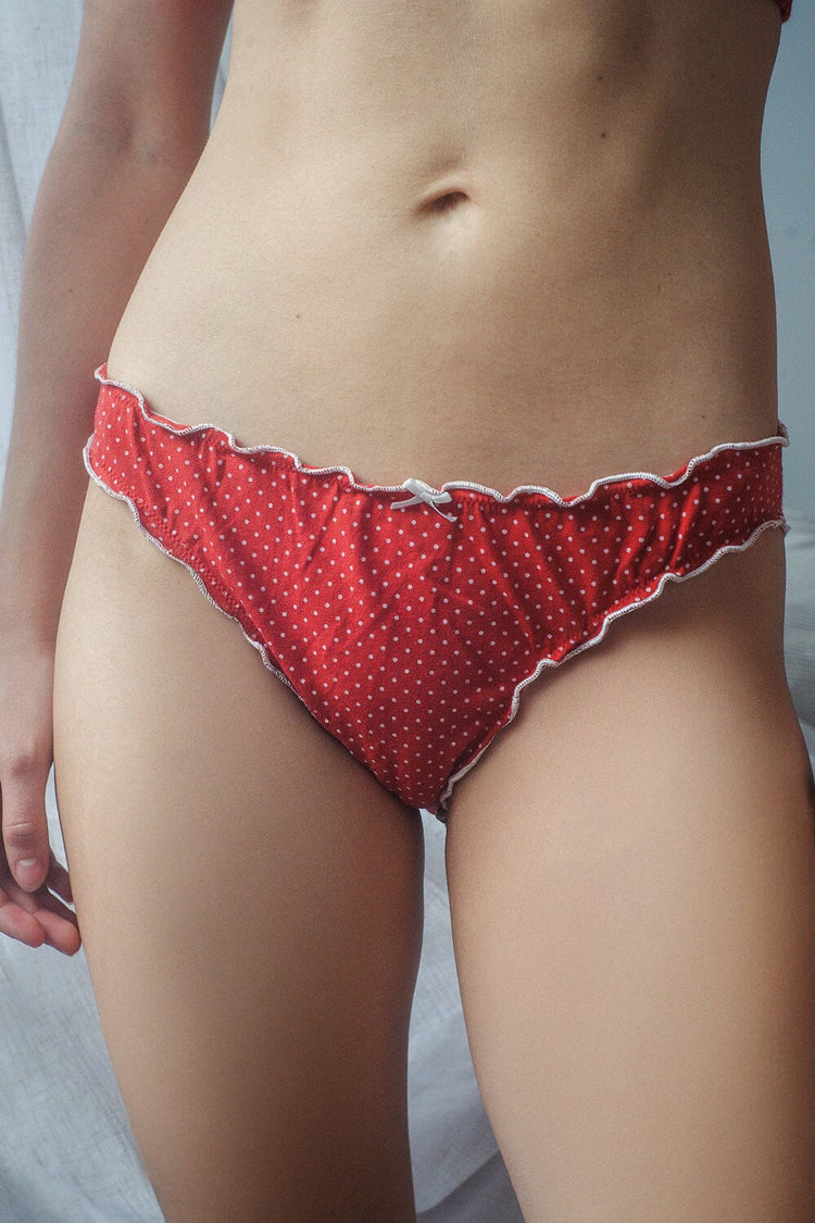 Polka Dot Bow Underwear | Red With White Polka Dots / S