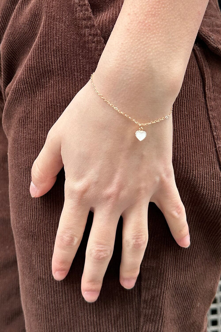 White Heart Bracelet | Gold
