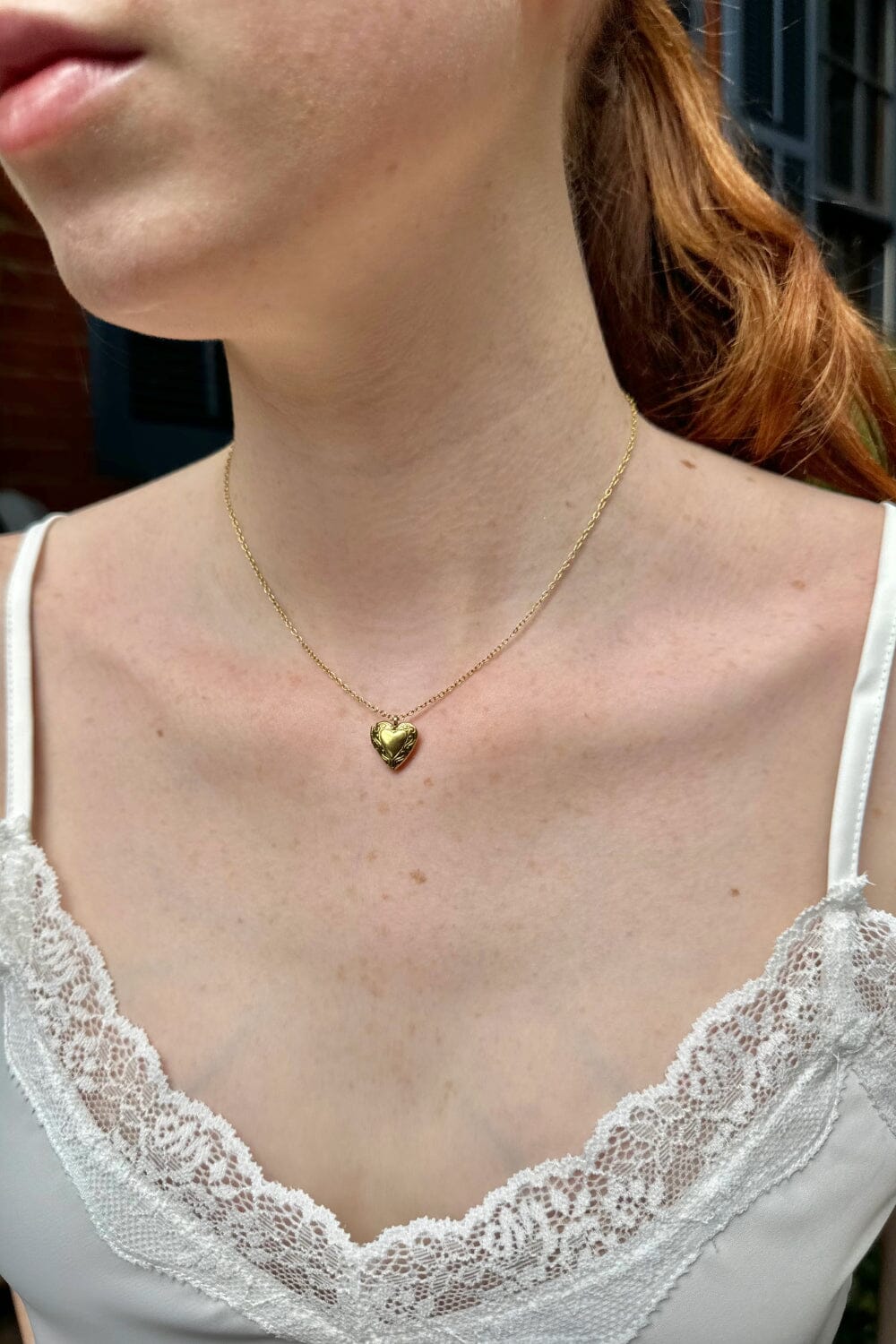 Gold Heart Locket Necklace Brandy Melville
