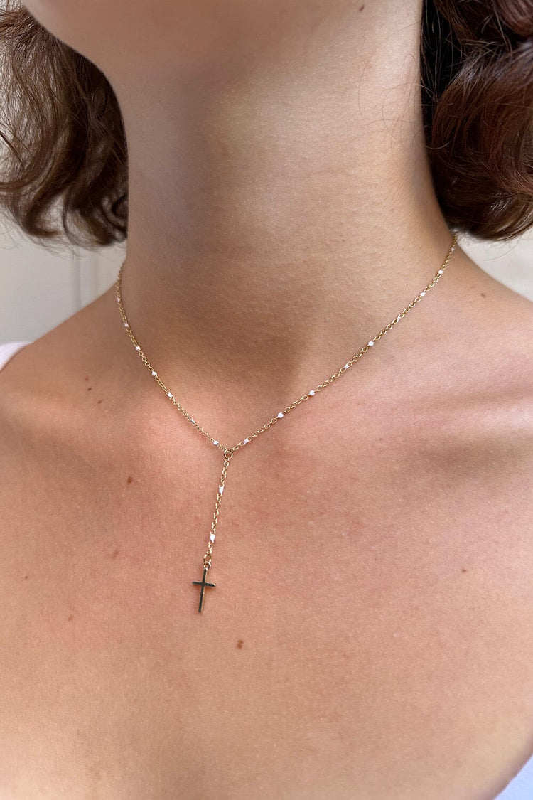 Bead Cross Chain | Gold