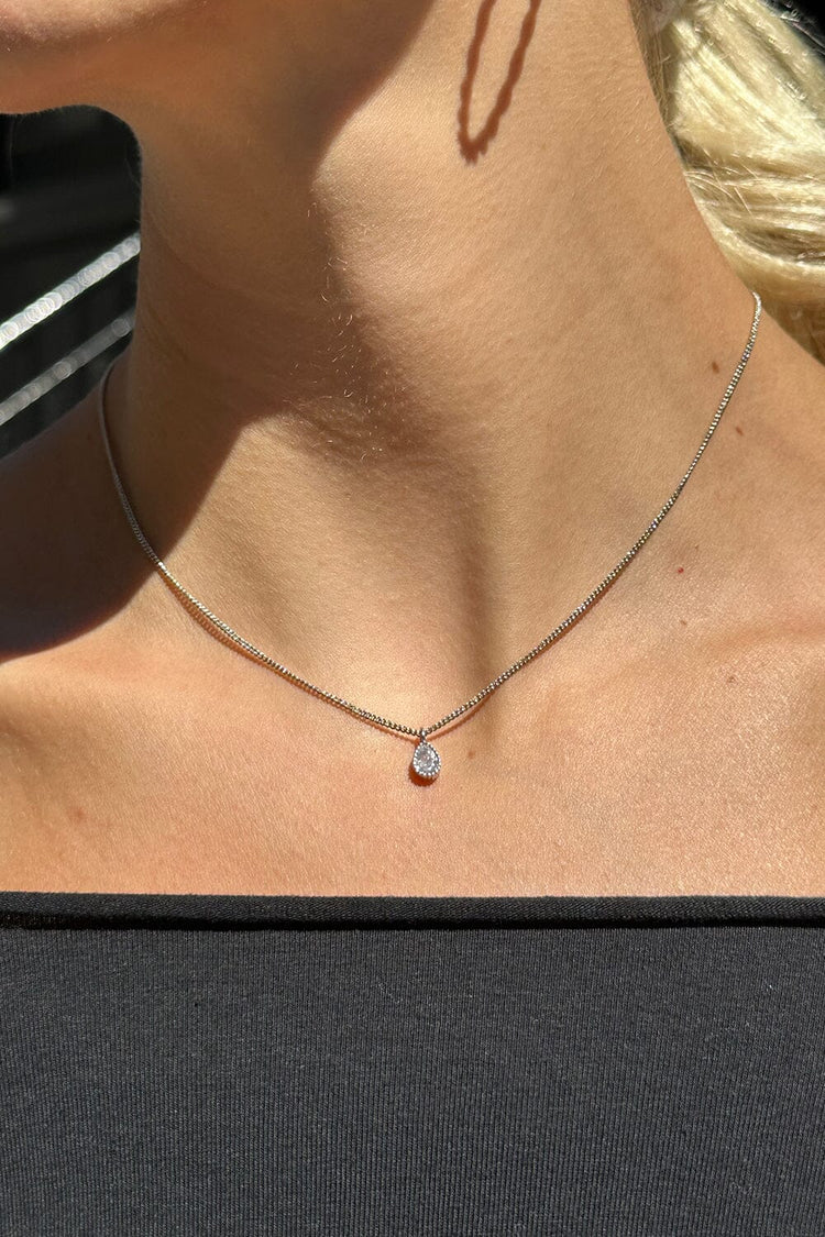 Diamond Charm Necklace | Silver