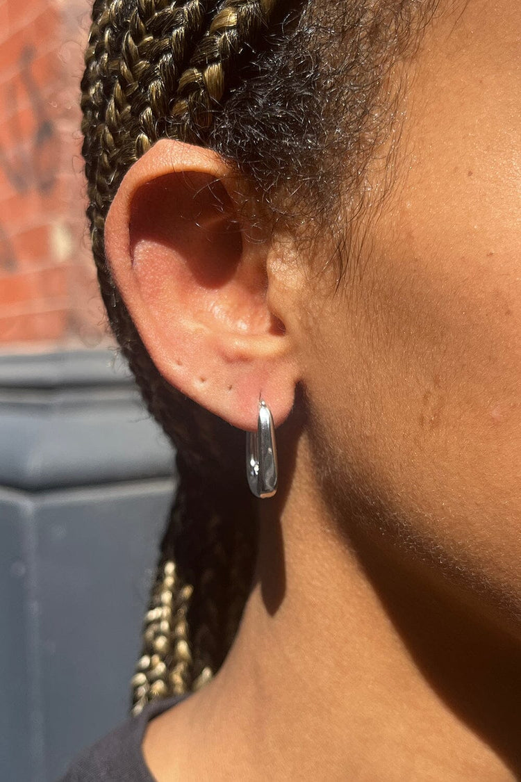 Rectangle Hoop Earrings | Silver