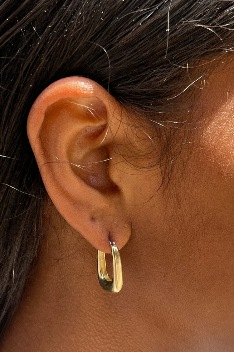 Rectangle Hoop Earrings | Gold