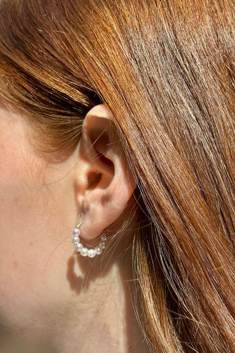 Faux Pearl Hoop Earrings | Gold