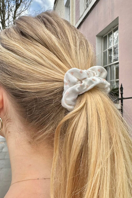 Pink Heart Scrunchie | White With Pink Heart