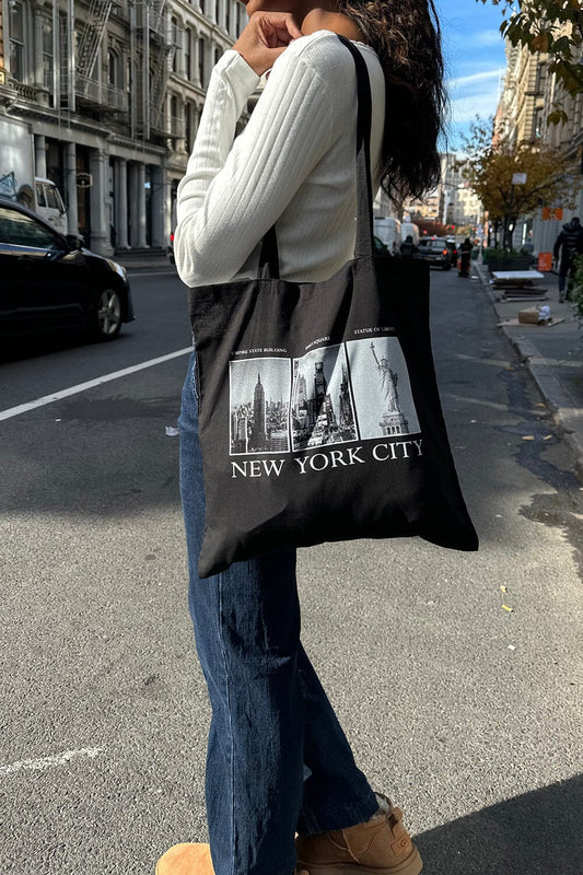 NYC Landmark Tote Bag | Black