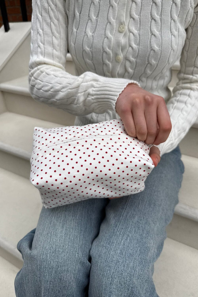 Polka Dots Makeup Bag | White and Red Polka Dots