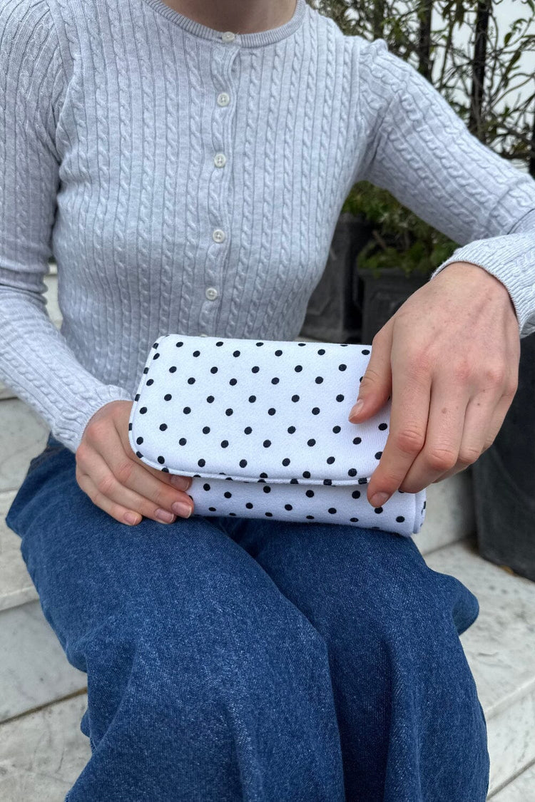 Polka Dots Makeup Bag | White with Black Polka Dots