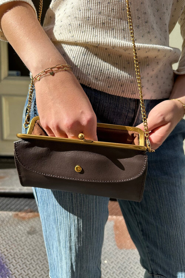 Leather Chain Purse | Brown