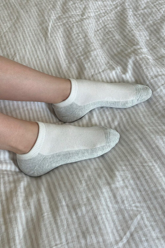 Basic Ankle Socks | White and Heather Grey
