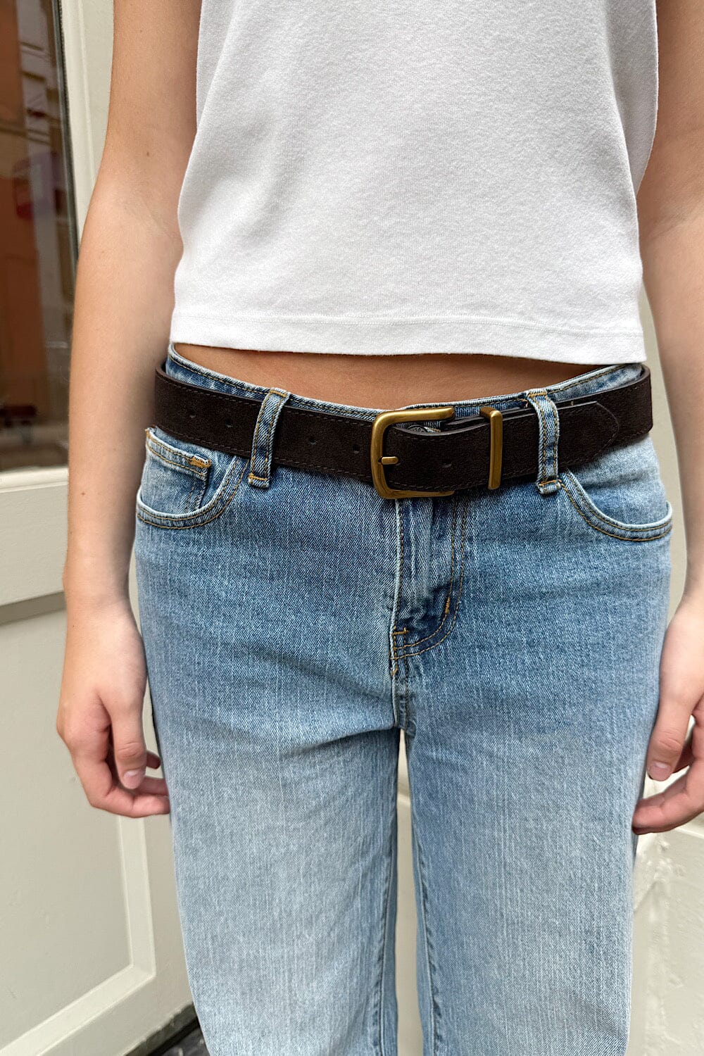 Brandy Melville Usa-Faux Leather Buckle Belt