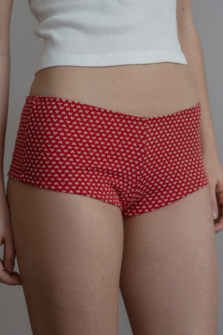 Hearts Hipster Underwear | Red with White Hearts / XS/S