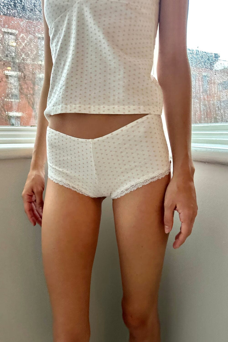 Heart Lace Boyshort Underwear | White / XS/S