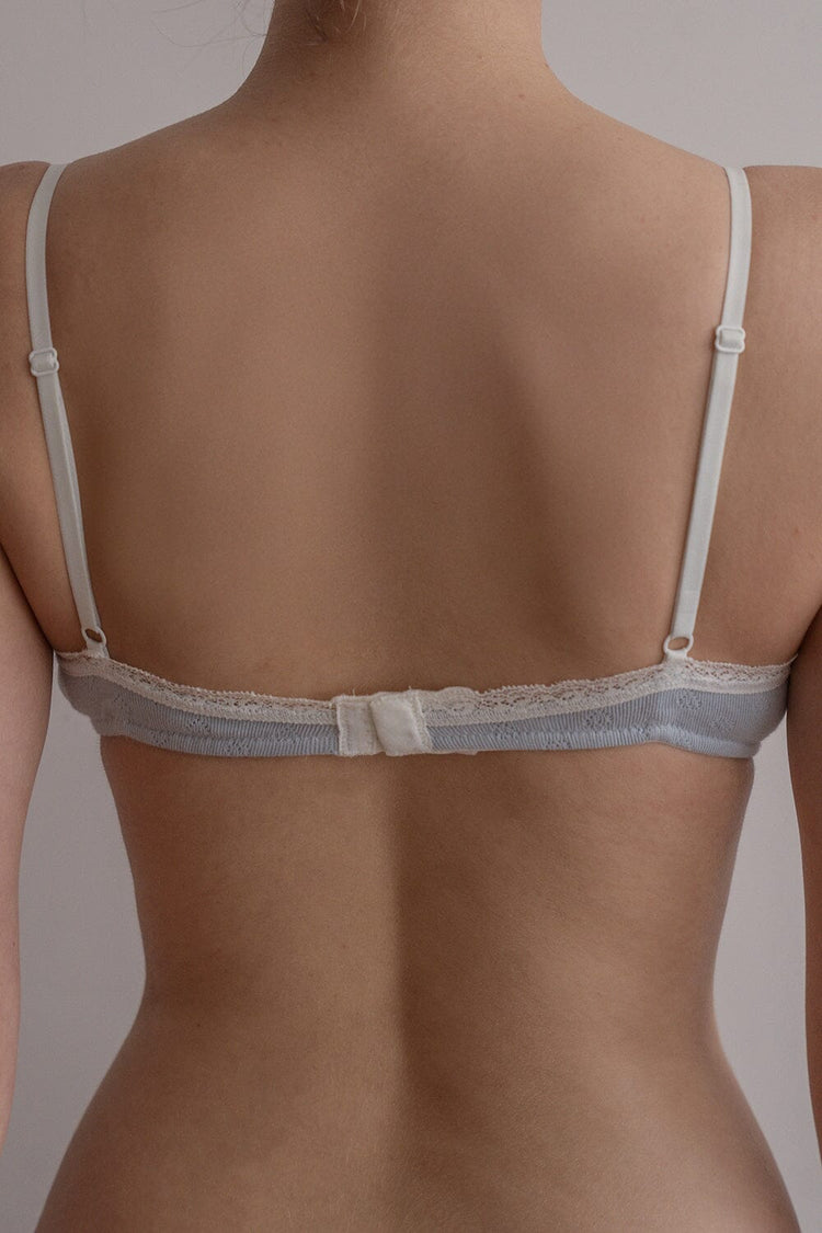 Lace Heart Eyelet Bra | Light Sky Blue / XS/S